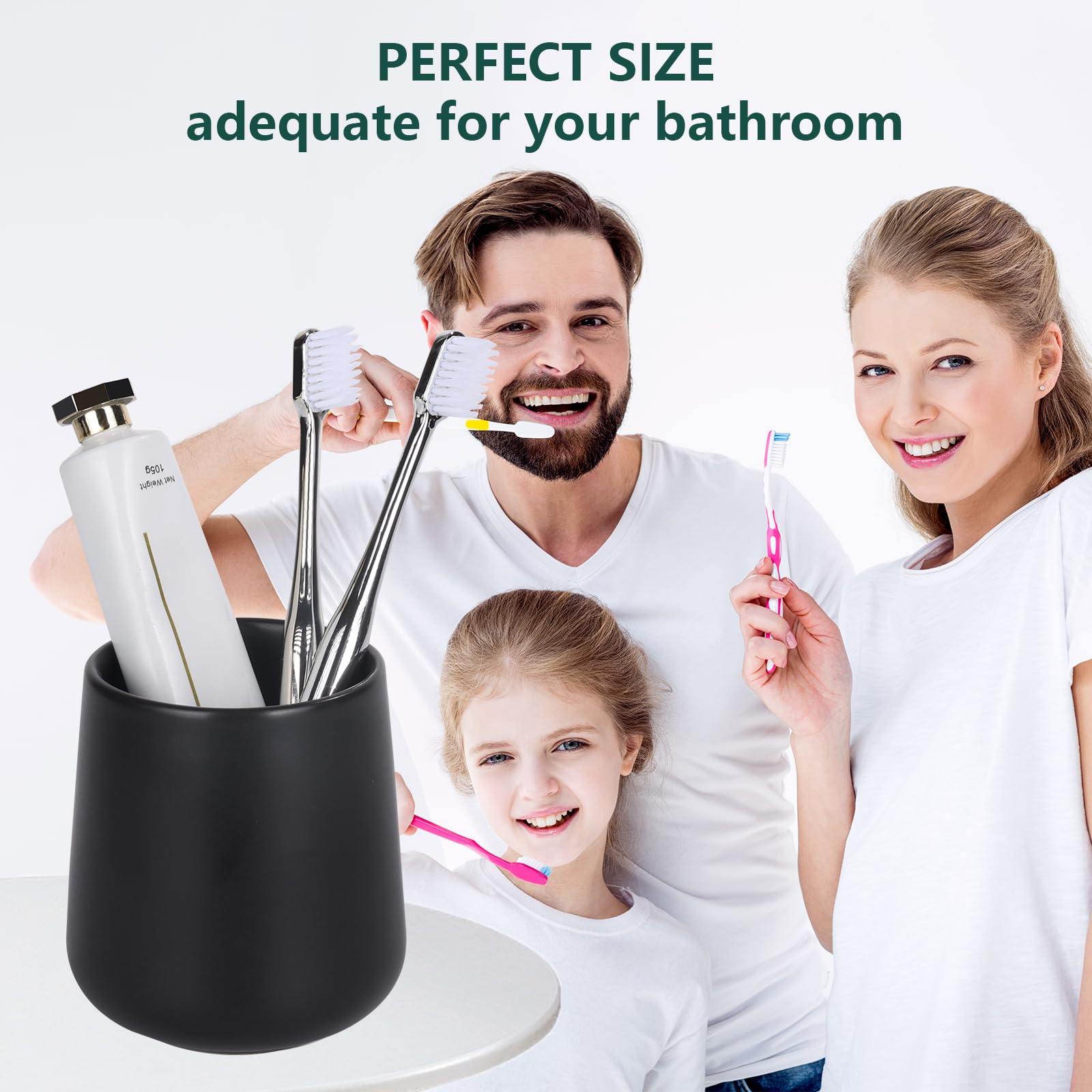 Bosilunlife Bathroom Toothbrush Holder - Ceramic Toothbrush Cup Holder 13Oz Black Toothbrush Holder For Bathroom Toothbrush And